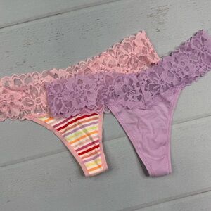 NWT - Victoria's Secret Lace Trim Waistband Thong Bundle Size Medium